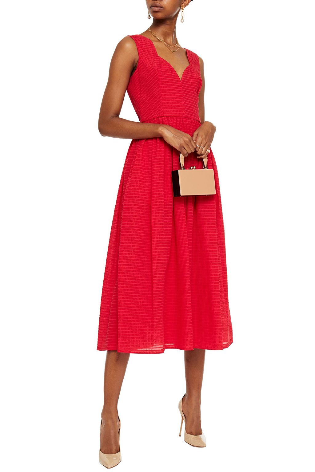 EMILIA WICKSTEAD June gathered organza-seersucker midi dress