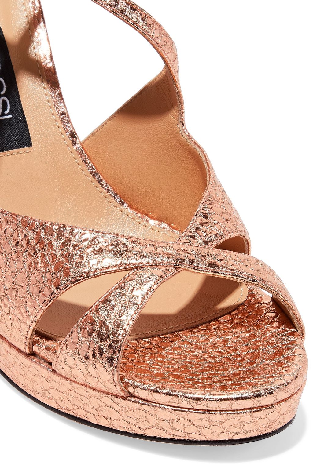 SERGIO ROSSI sr Gydda metallic snake-effect leather platform sandals
