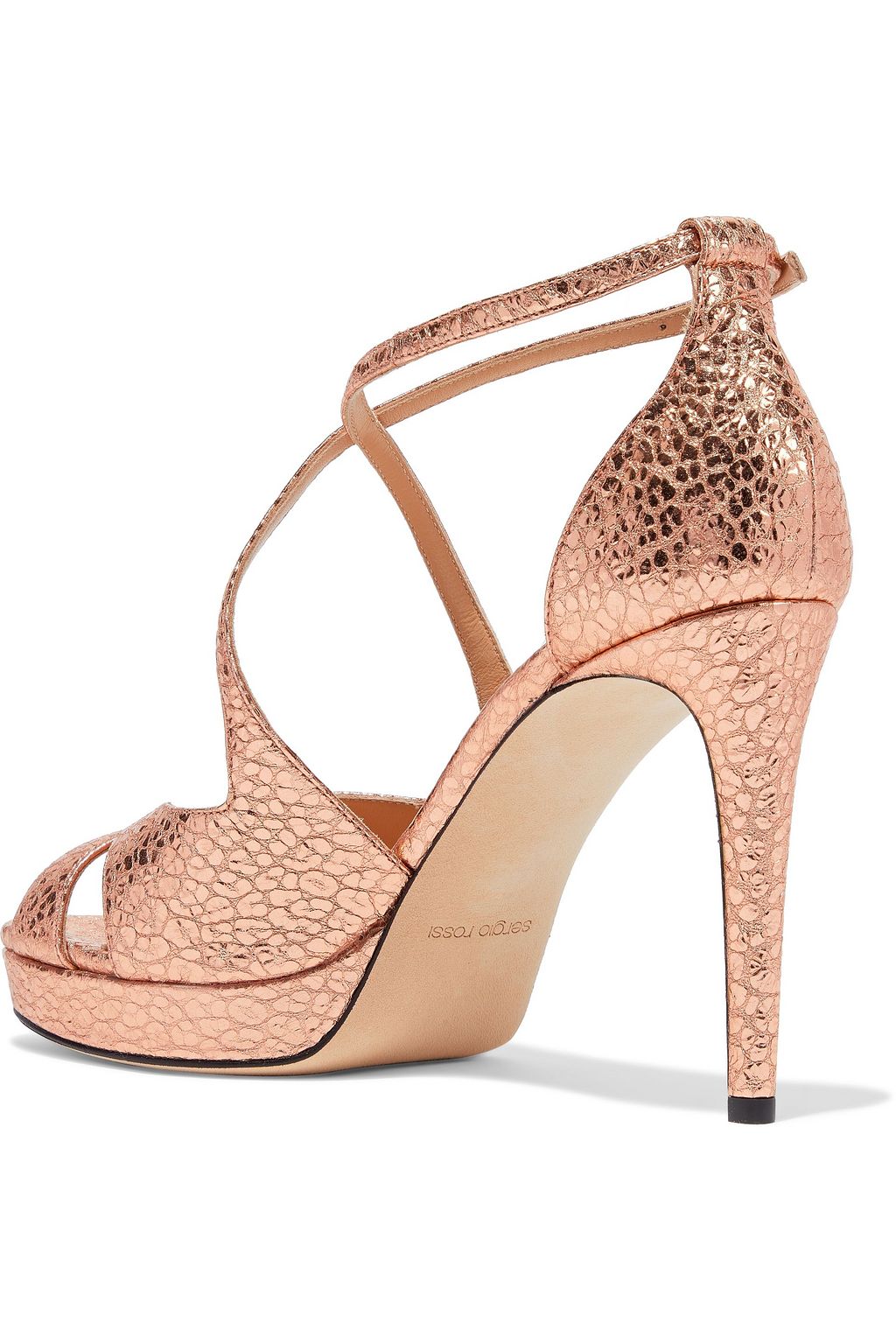 SERGIO ROSSI sr Gydda metallic snake-effect leather platform sandals