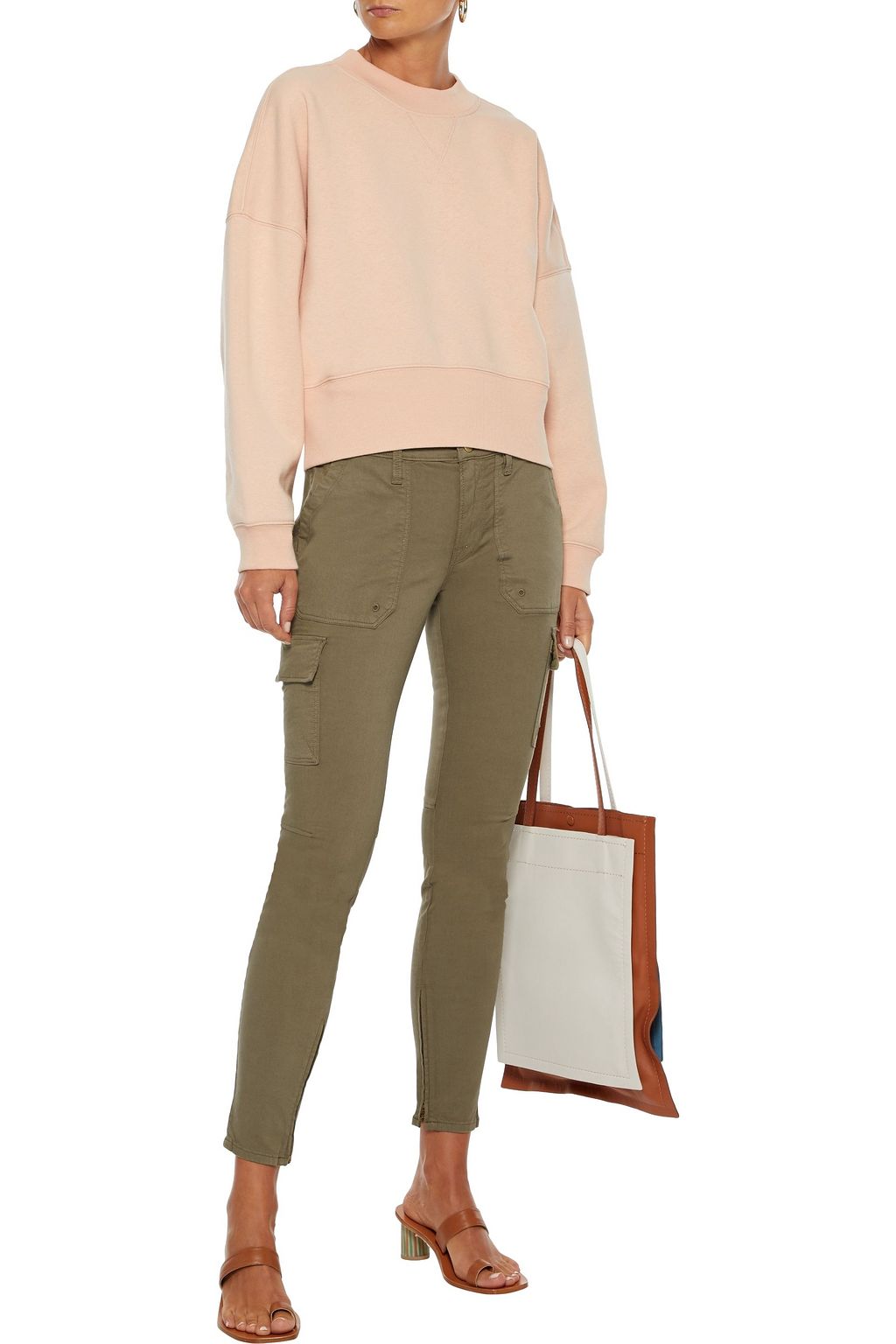 FRAME Cargo Skinny cropped cotton-blend twill skinny pants