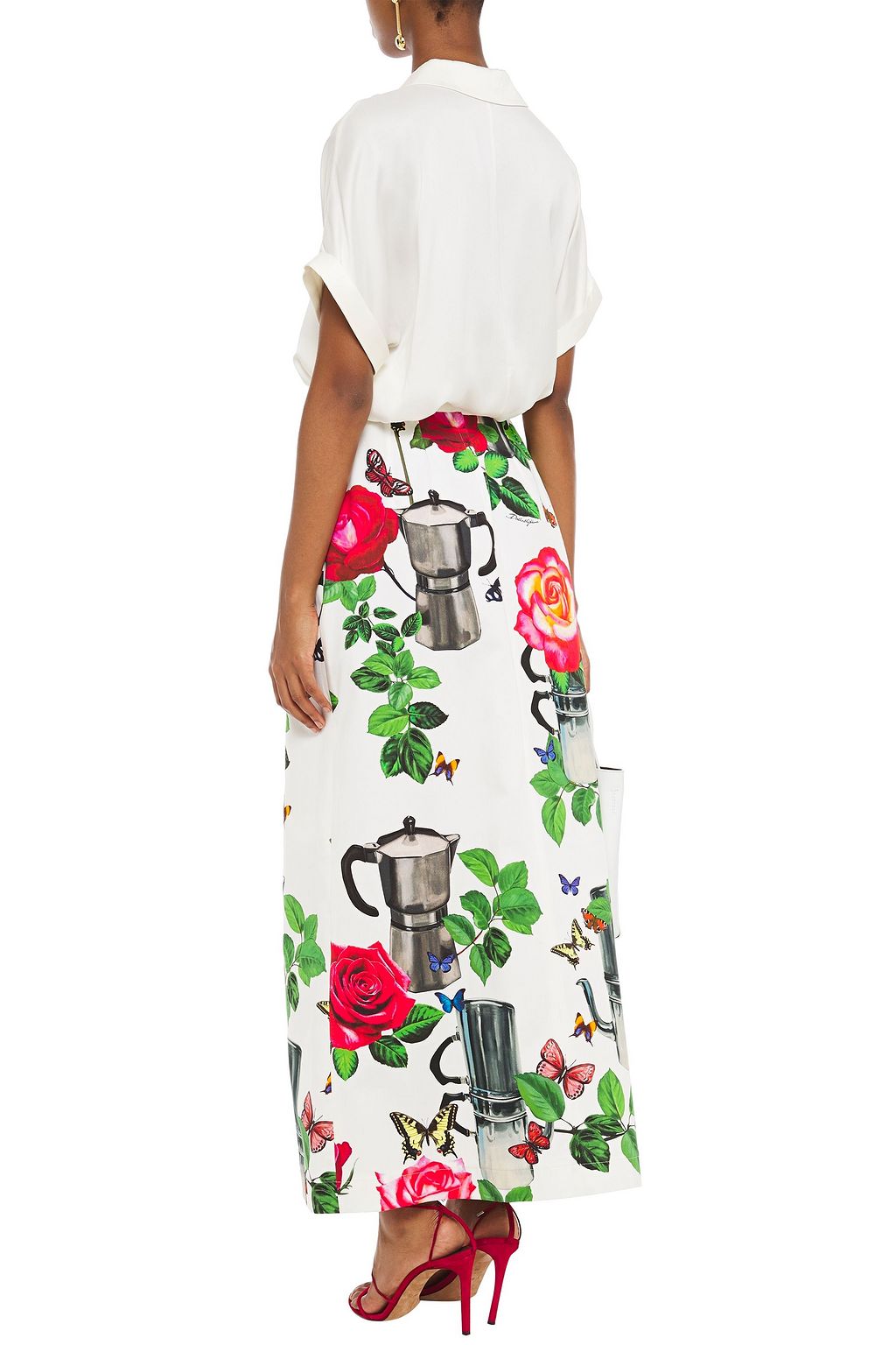 DOLCE&GABBANA Printed cotton-blend twill maxi skirt