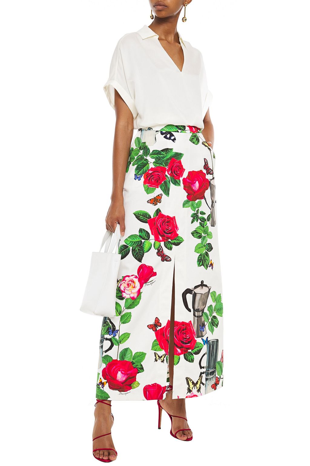 DOLCE&GABBANA Printed cotton-blend twill maxi skirt
