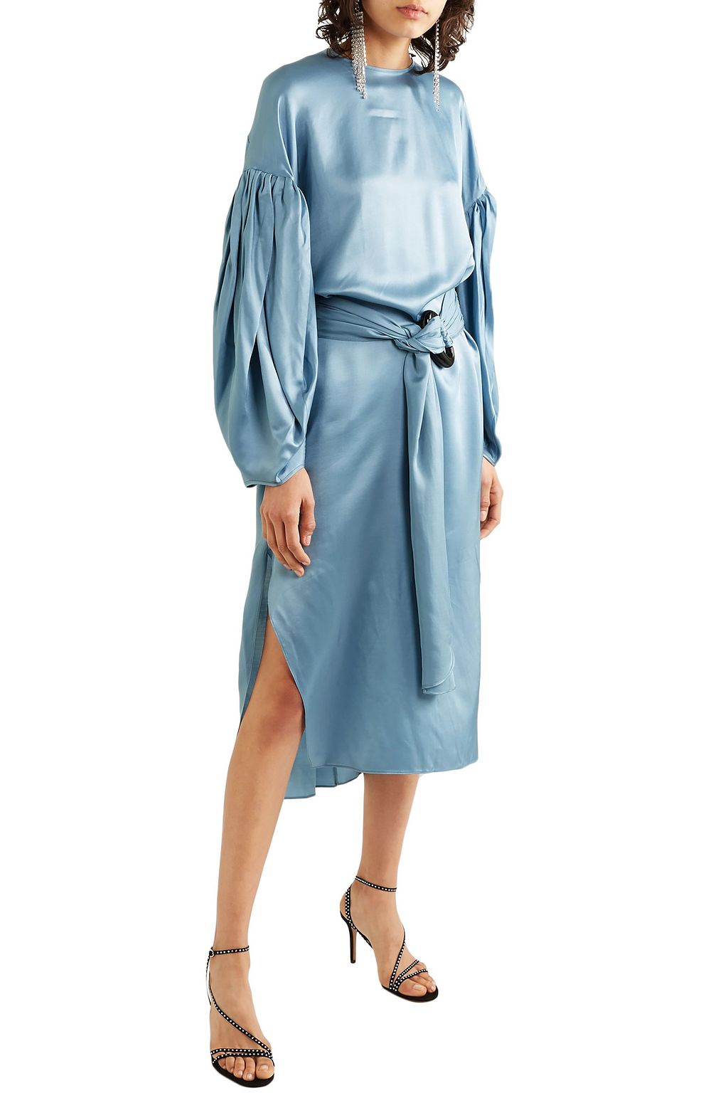 NACKIYÉ Nightingale silk and wool-blend satin midi dress