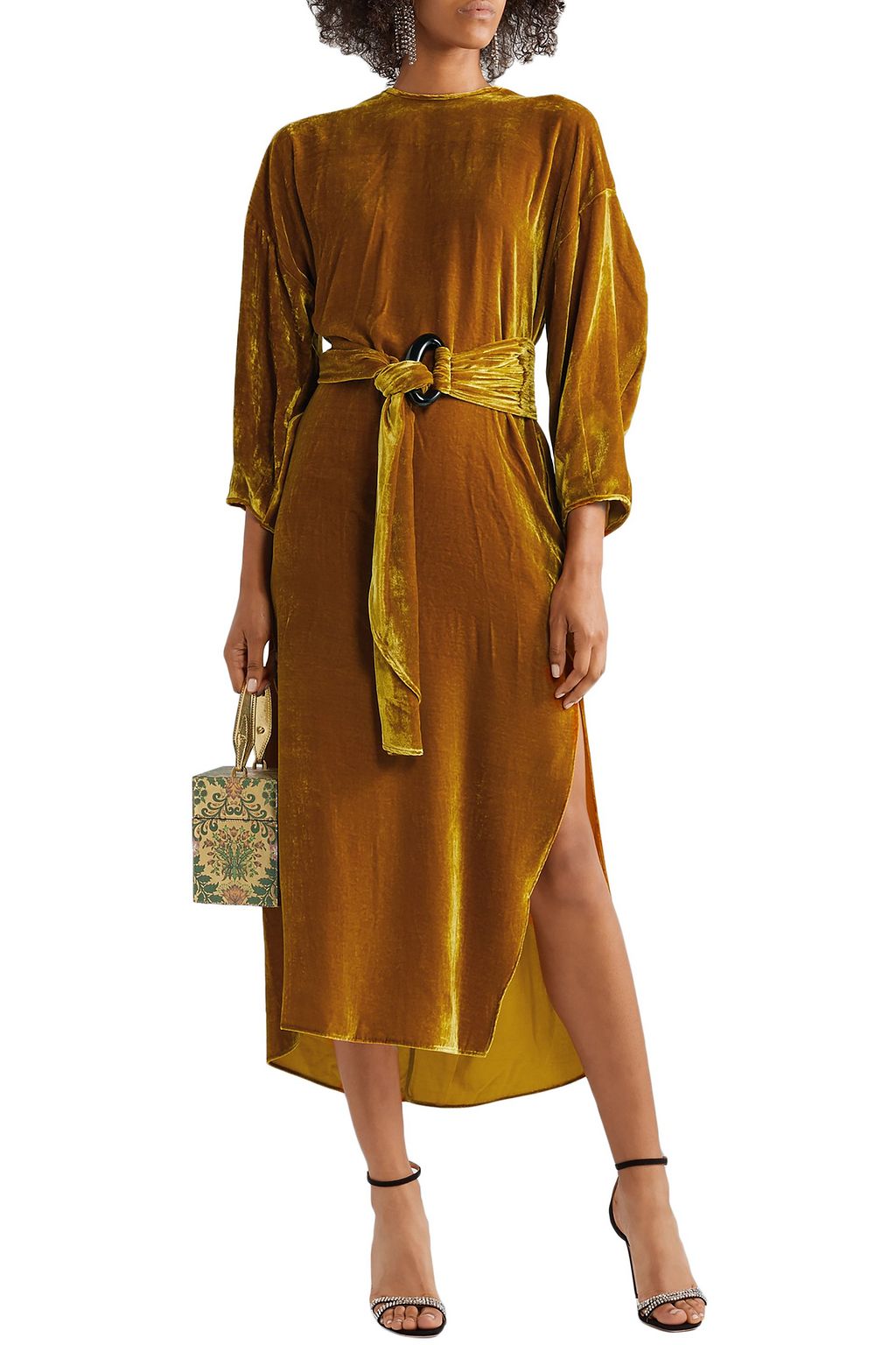 NACKIYÉ Topkapi belted velvet midi dress