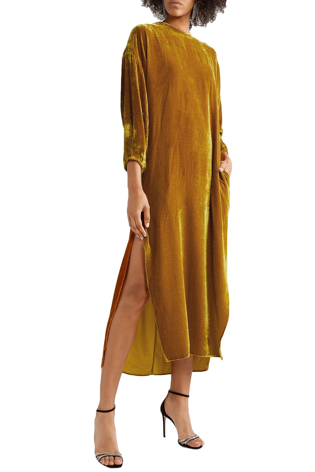 NACKIYÉ Topkapi belted velvet midi dress