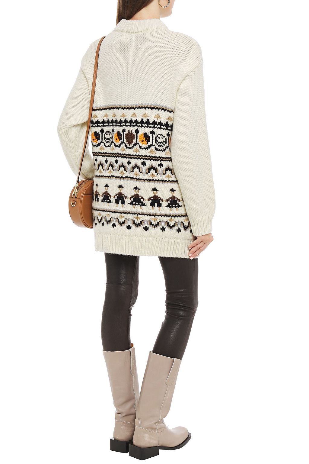 GANNI Intarsia merino wool and alpaca-blend sweater