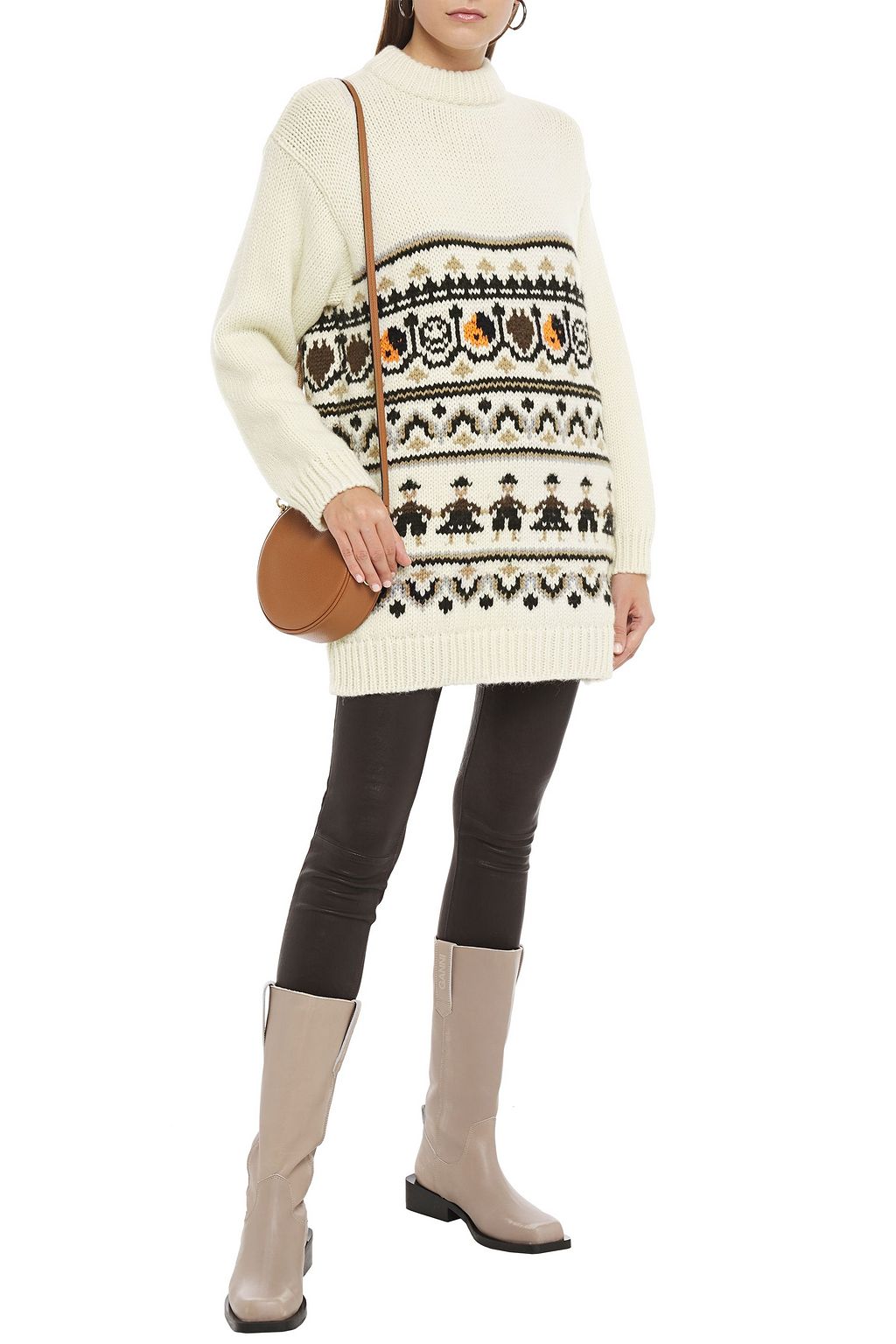 GANNI Intarsia merino wool and alpaca-blend sweater