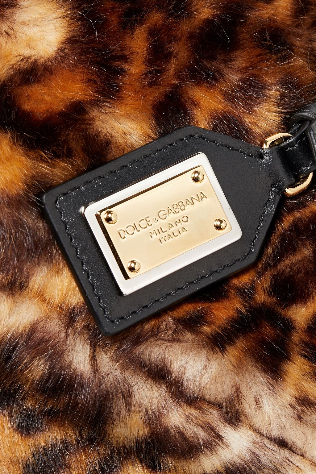 DOLCE&GABBANA Sicily leather-trimmed leopard-print faux fur shoulder bag