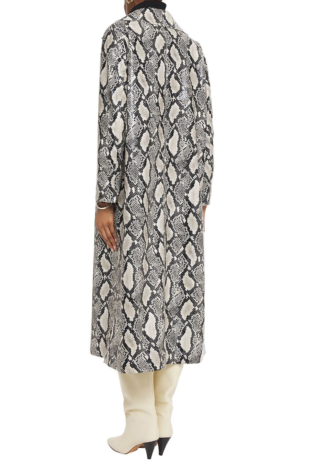 STAND STUDIO Mollie faux snake-effect leather coat