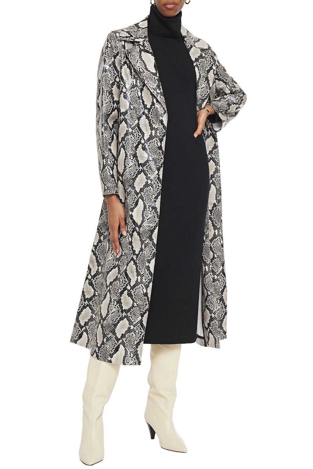 STAND STUDIO Mollie faux snake-effect leather coat