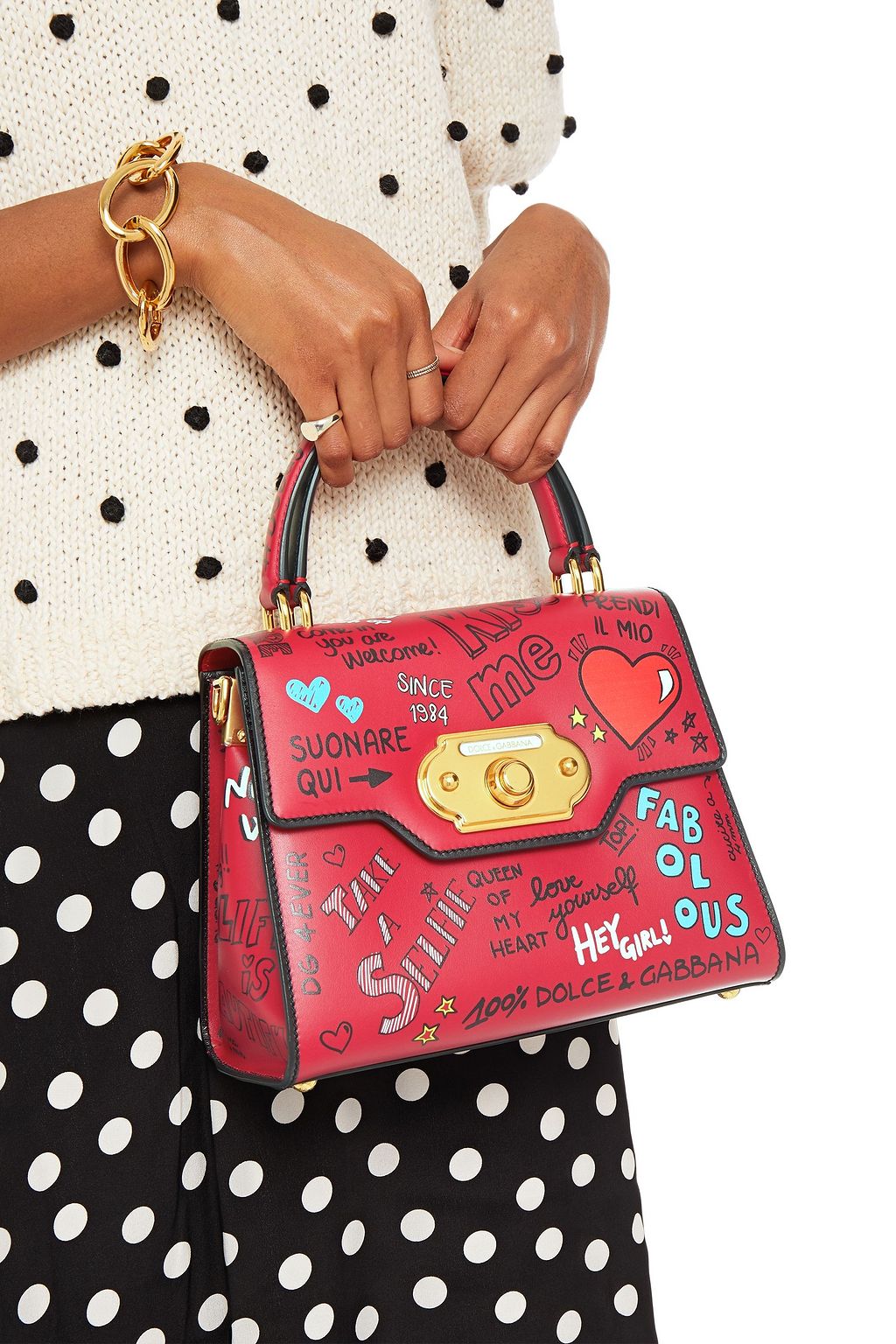 DOLCE&GABBANA Welcome printed leather tote