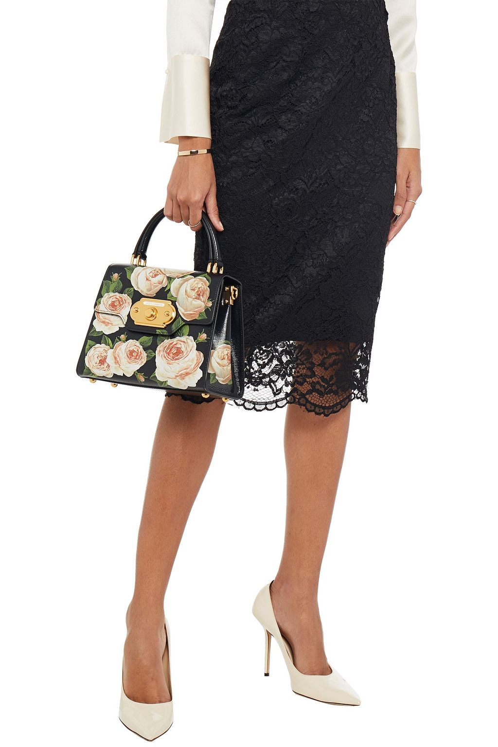 DOLCE&GABBANA Welcome floral-print textured-leather tote
