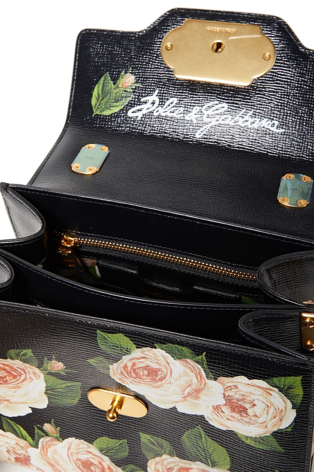 DOLCE&GABBANA Welcome floral-print textured-leather tote