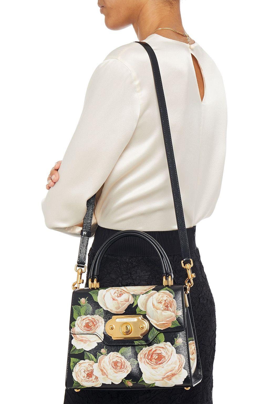 DOLCE&GABBANA Welcome floral-print textured-leather tote
