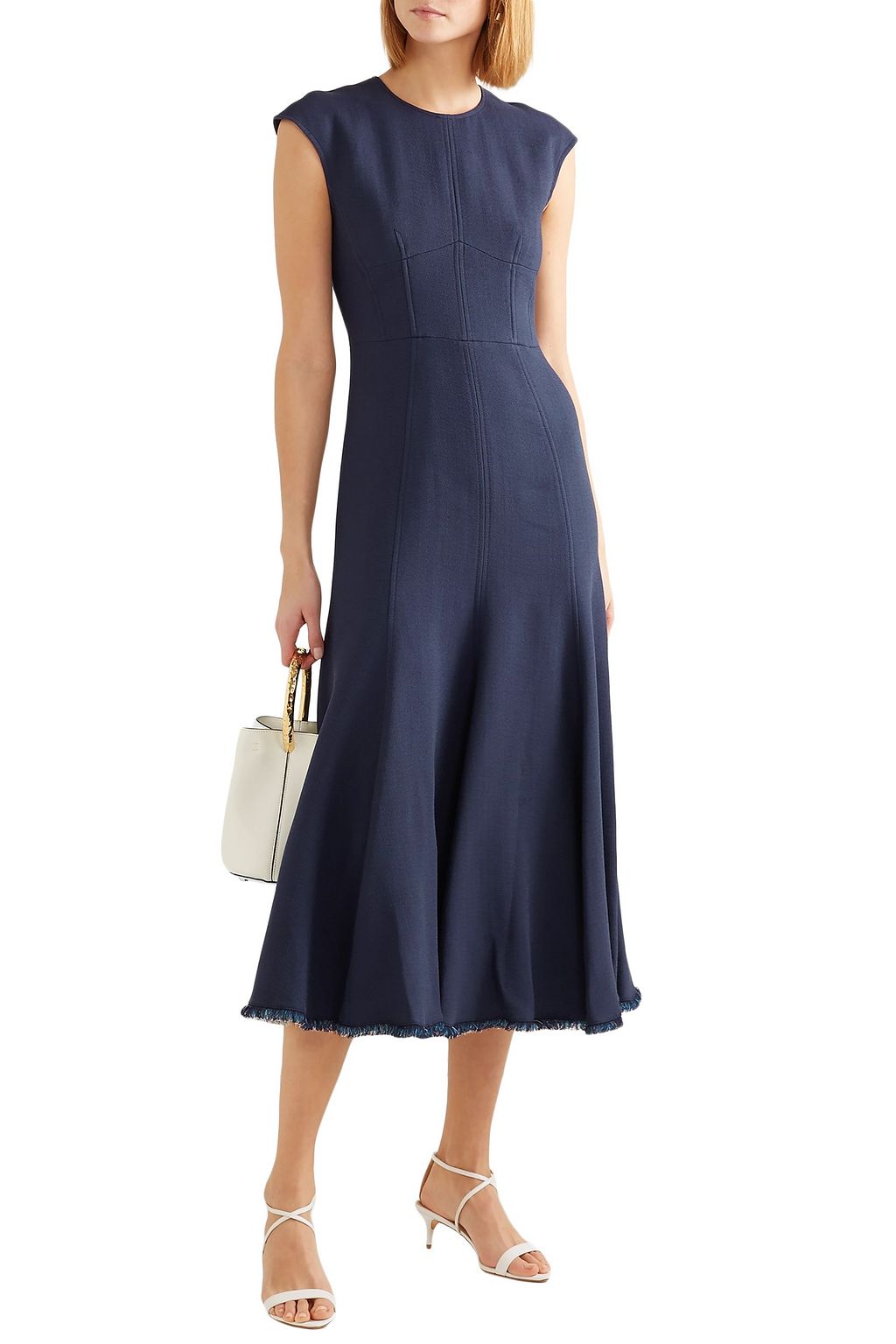GABRIELA HEARST Crowther frayed crepe midi dress