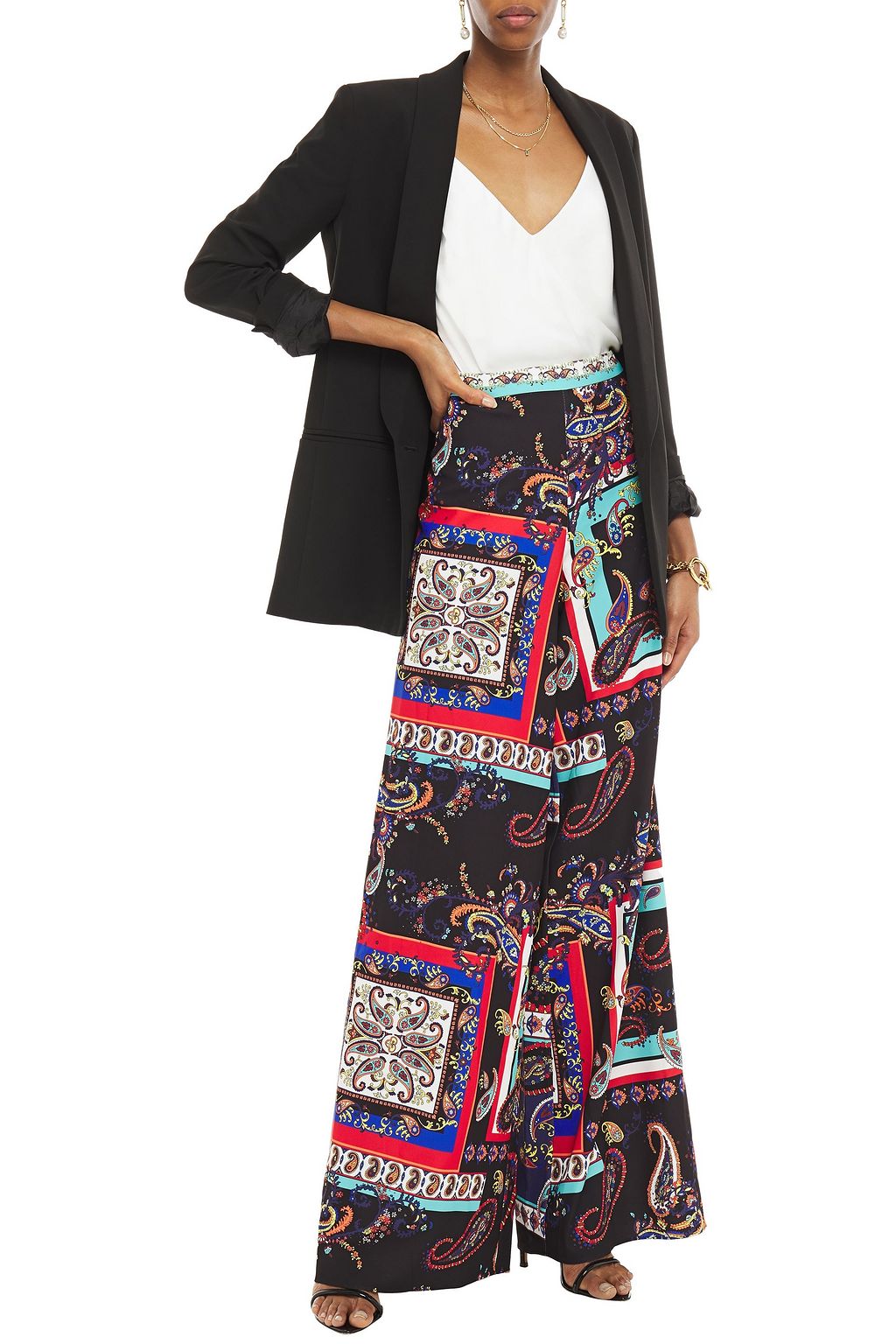 ALICE + OLIVIA Athena printed crepe wide-leg pants