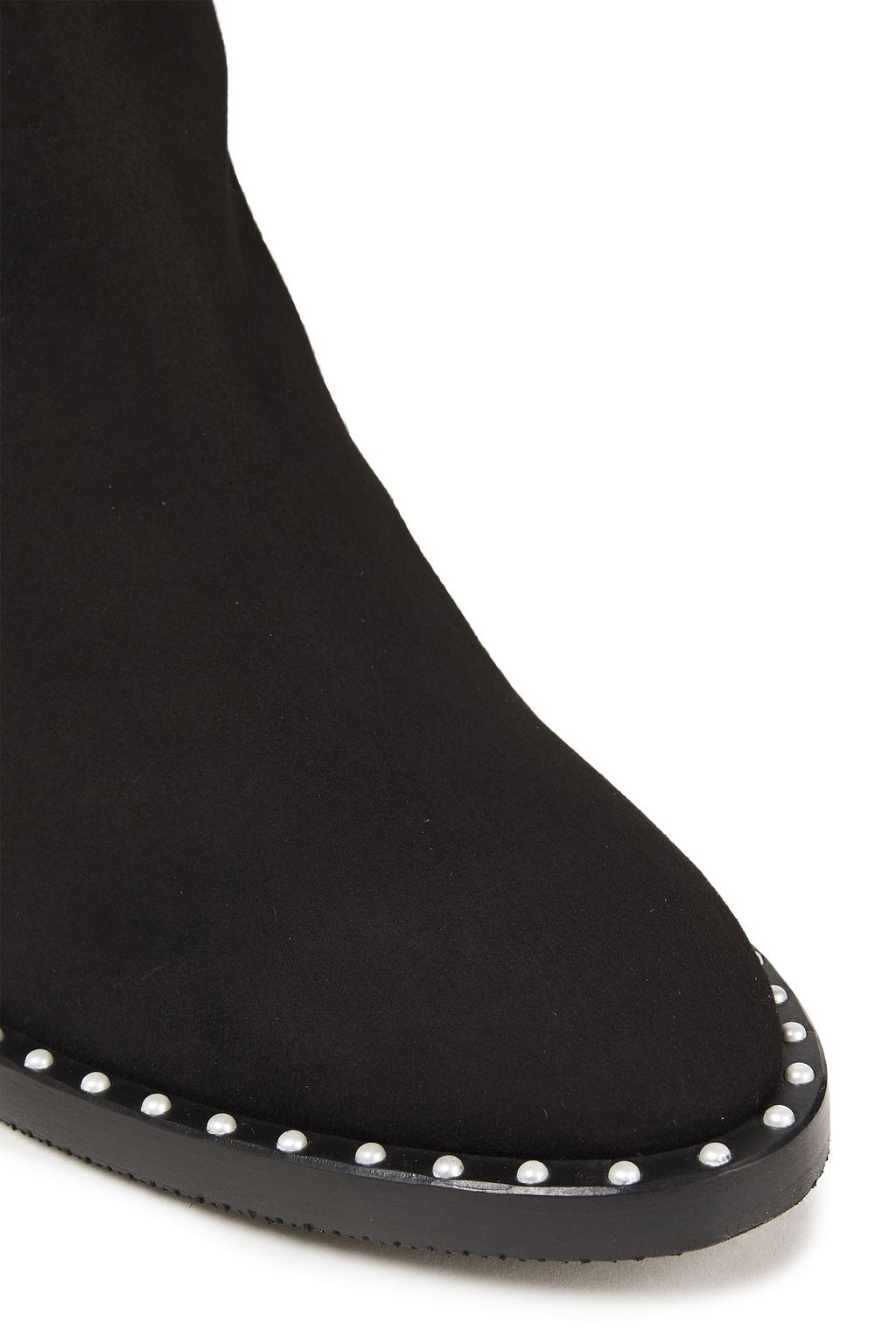 STUART WEITZMAN Fifer Ankle Boots aus Veloursleder mit Kunstperlen