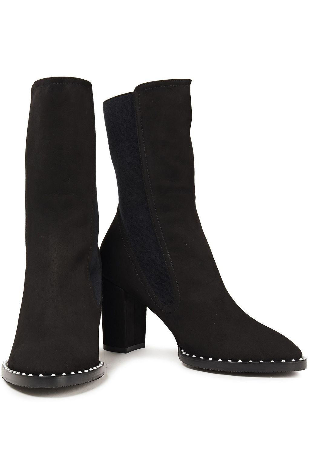 STUART WEITZMAN Fifer Ankle Boots aus Veloursleder mit Kunstperlen
