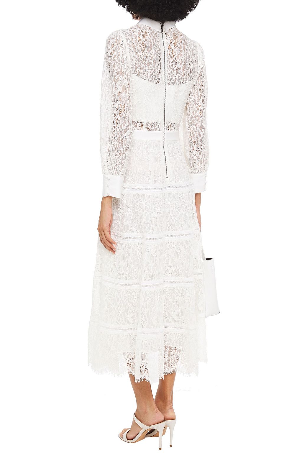 ALICE + OLIVIA Anaya corded lace midi shirt dress