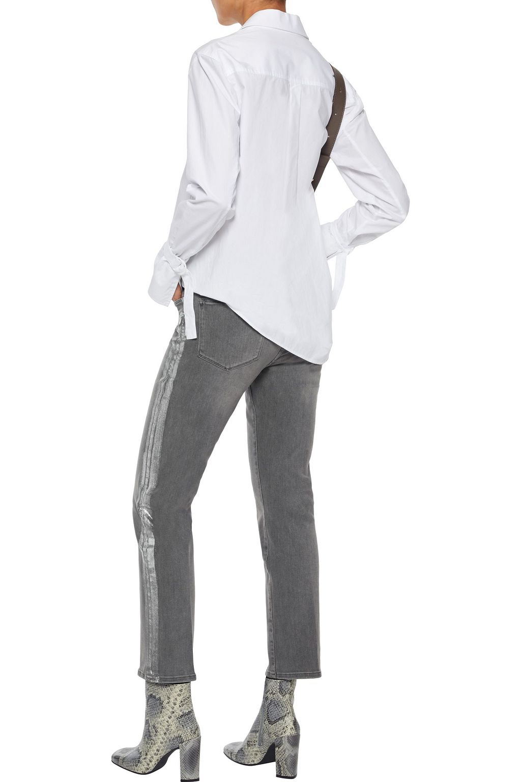 FRAME Le High Straight metallic-trimmed mid-rise straight-leg jeans