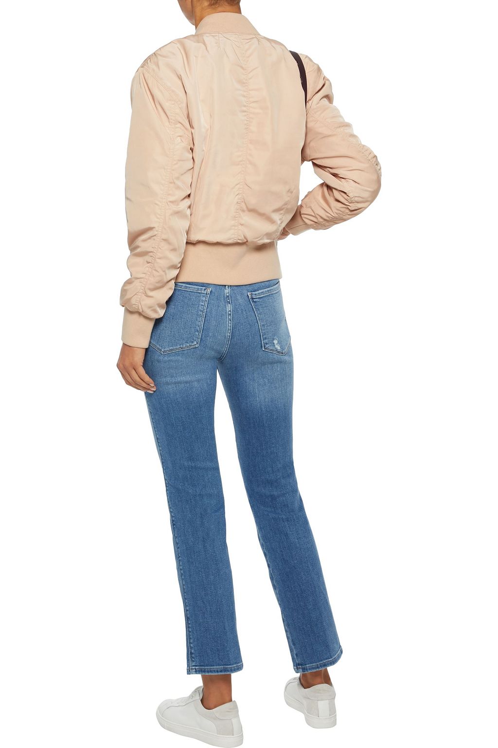 FRAME Snap-detailed ruched shell bomber jacket