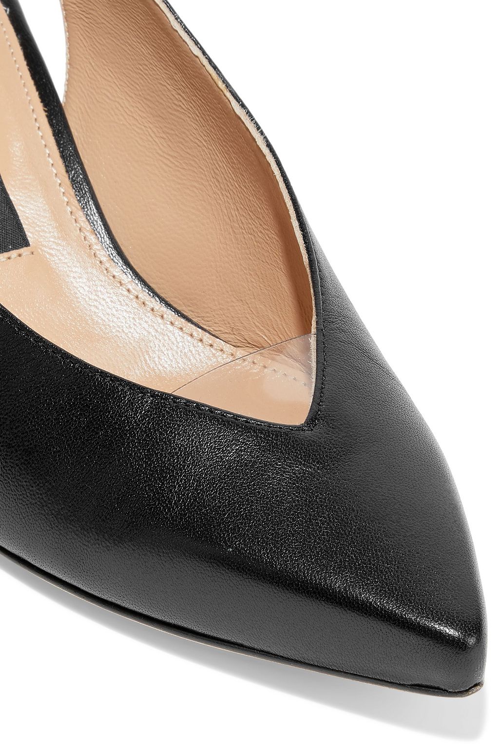 SERGIO ROSSI sr Milano PVC-trimmed leather slingback pumps