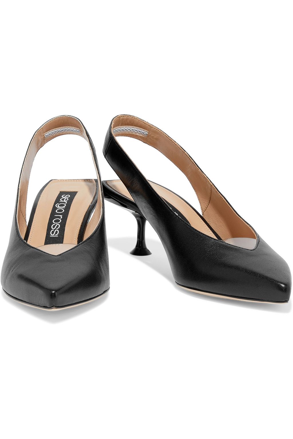 SERGIO ROSSI sr Milano PVC-trimmed leather slingback pumps
