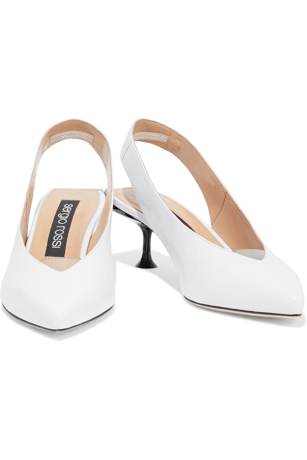 SERGIO ROSSI sr Milano PVC-trimmed leather slingback pumps