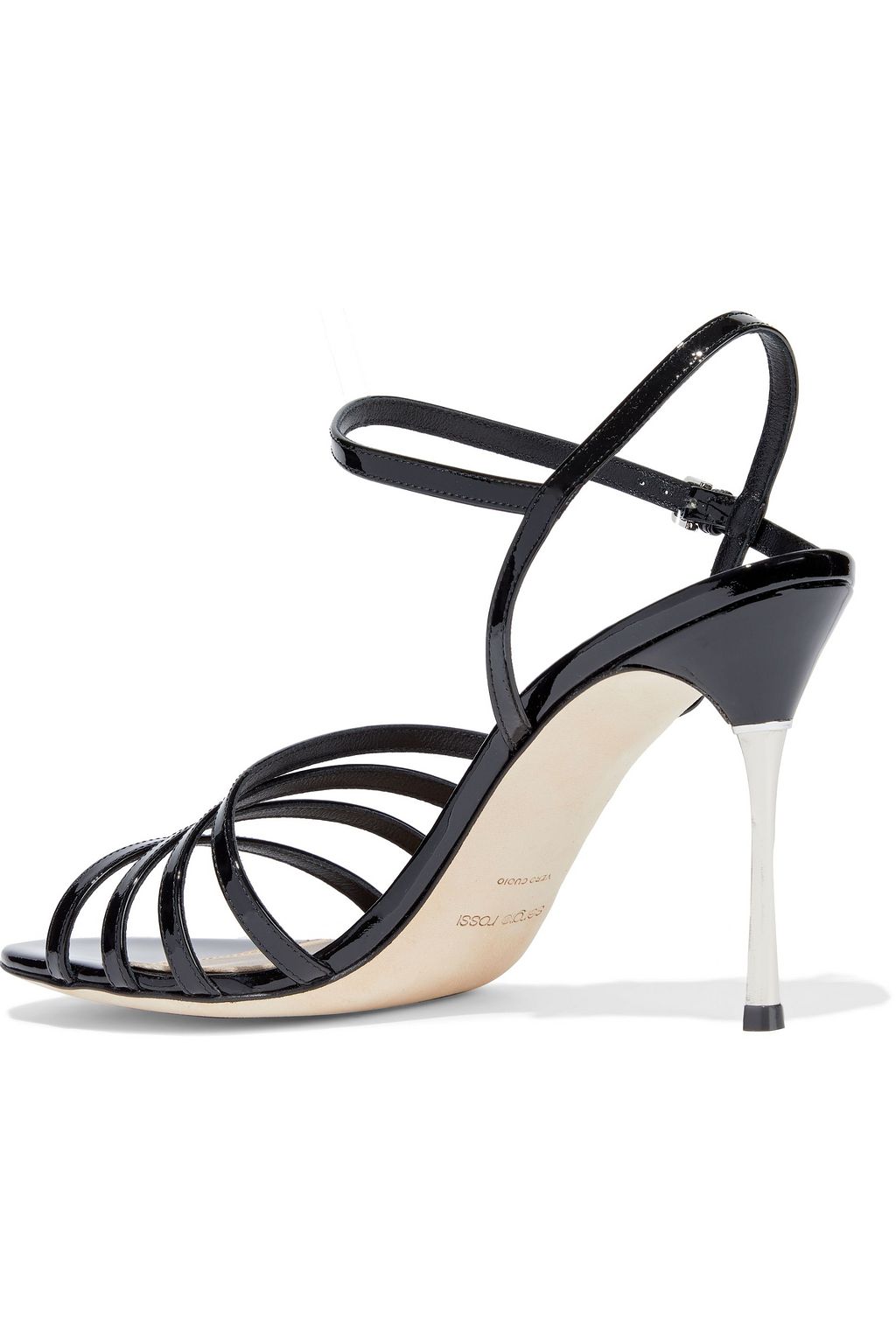 SERGIO ROSSI Godiva Steel patent-leather sandals