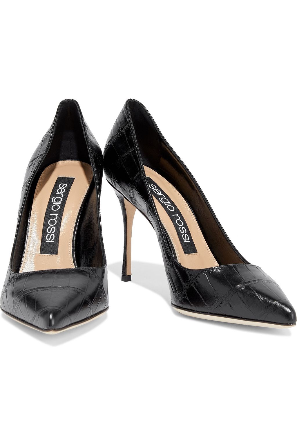 SERGIO ROSSI Godiva 90 croc-effect leather pumps