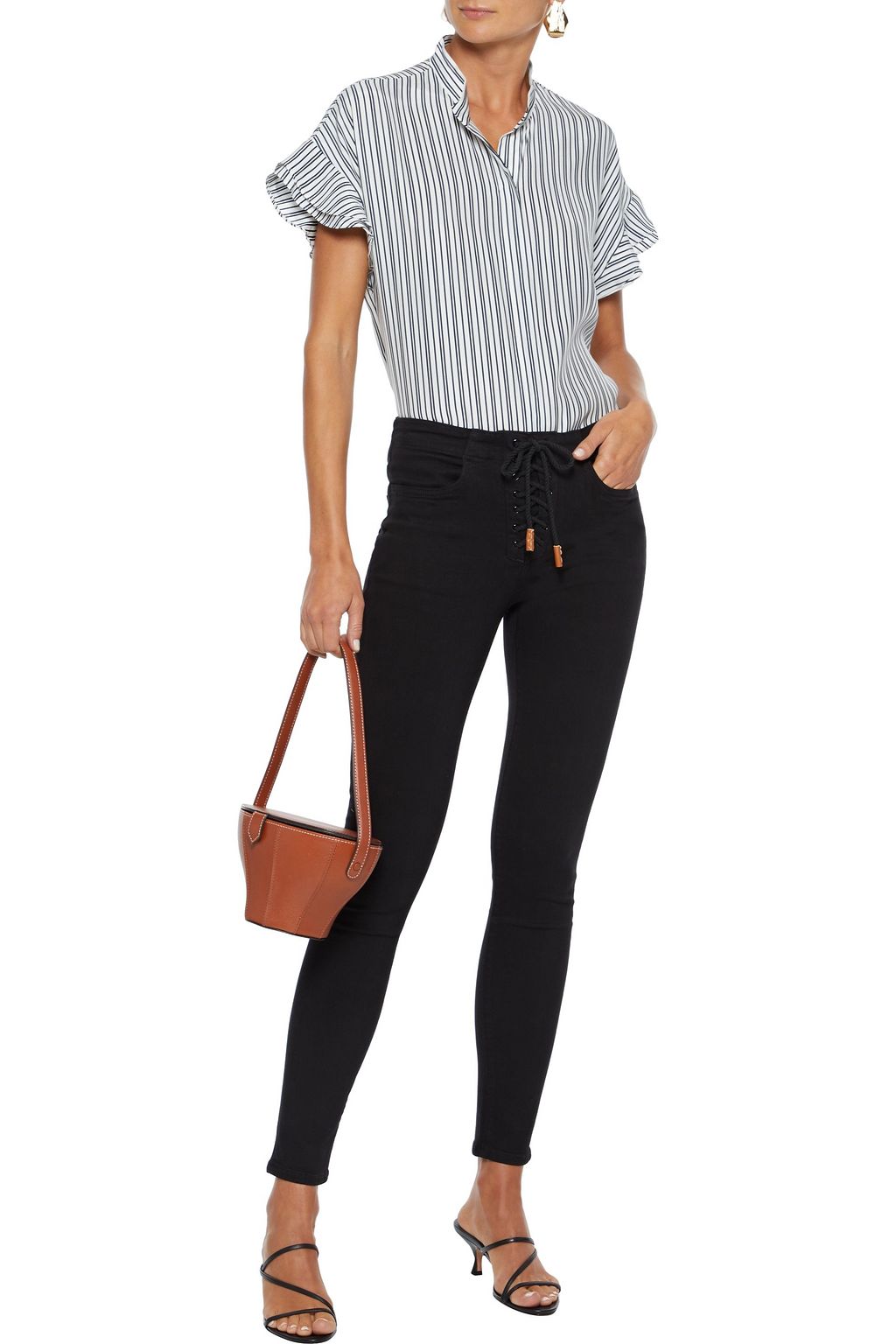 FRAME Le Skinny De Jeanne lace-up high-rise skinny jeans