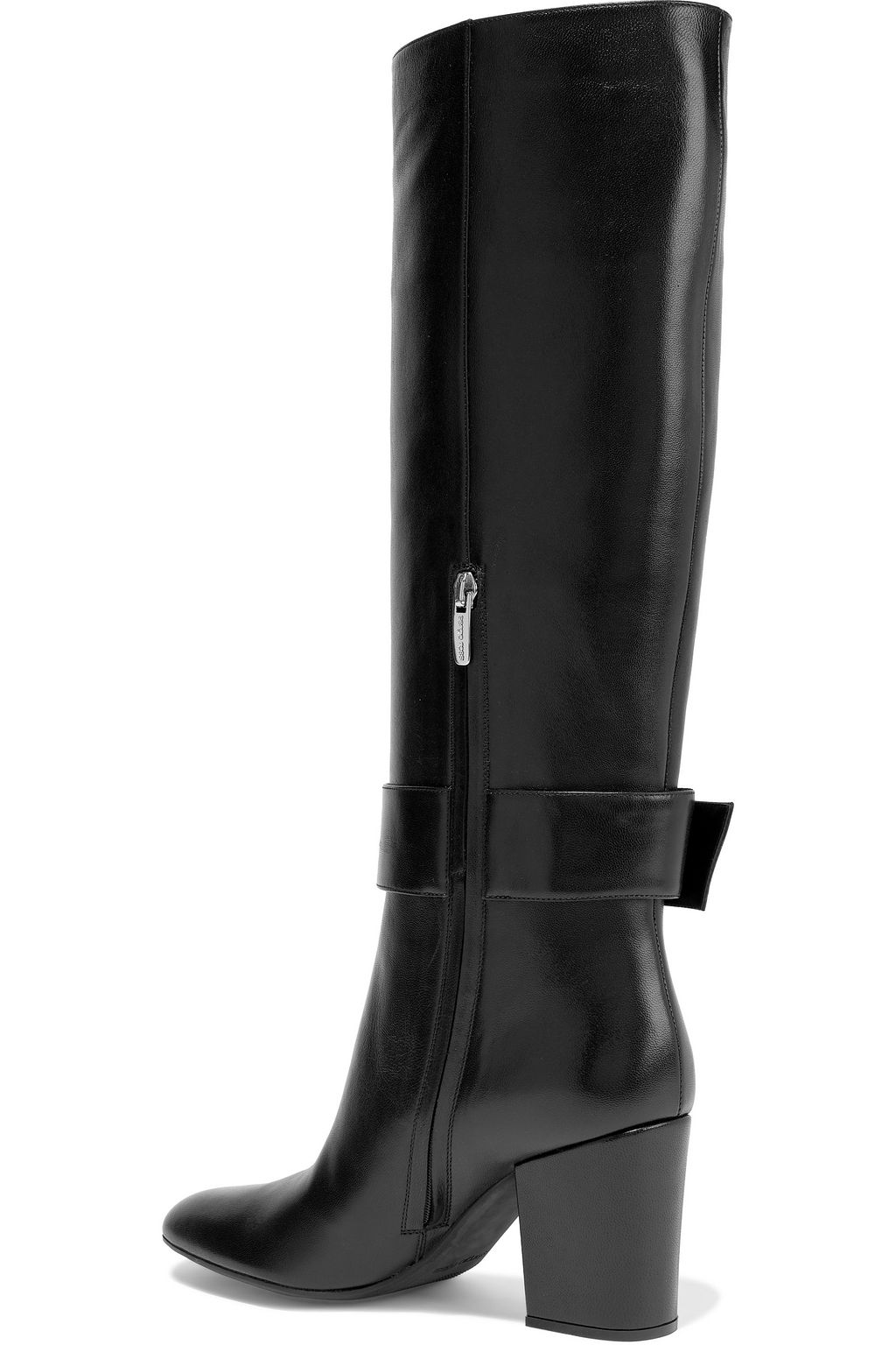 SERGIO ROSSI sr Mia 75 kniehohe Stiefel aus Leder mit Schnalle
