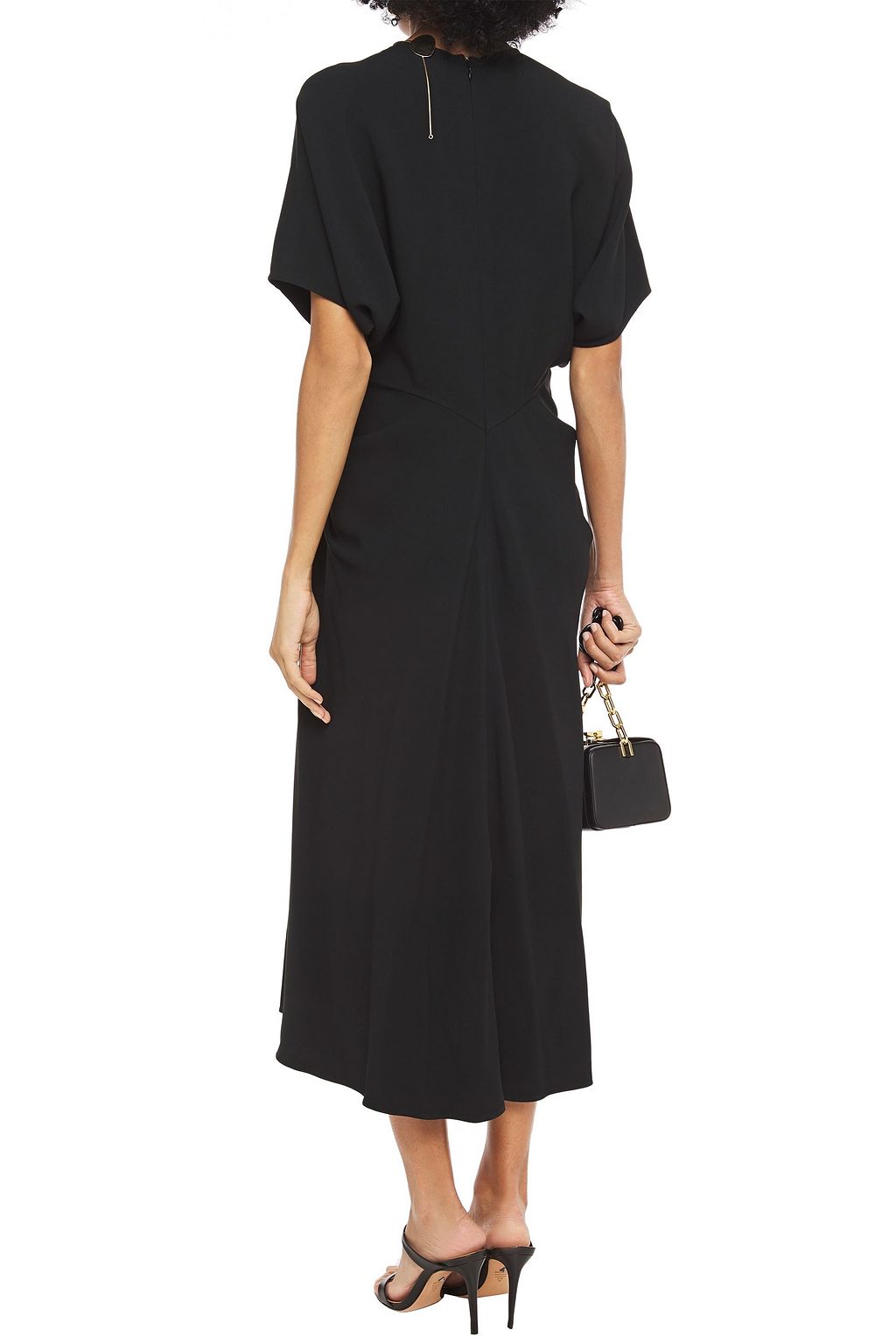 VICTORIA BECKHAM Chain-embellished pleated cady midi dress