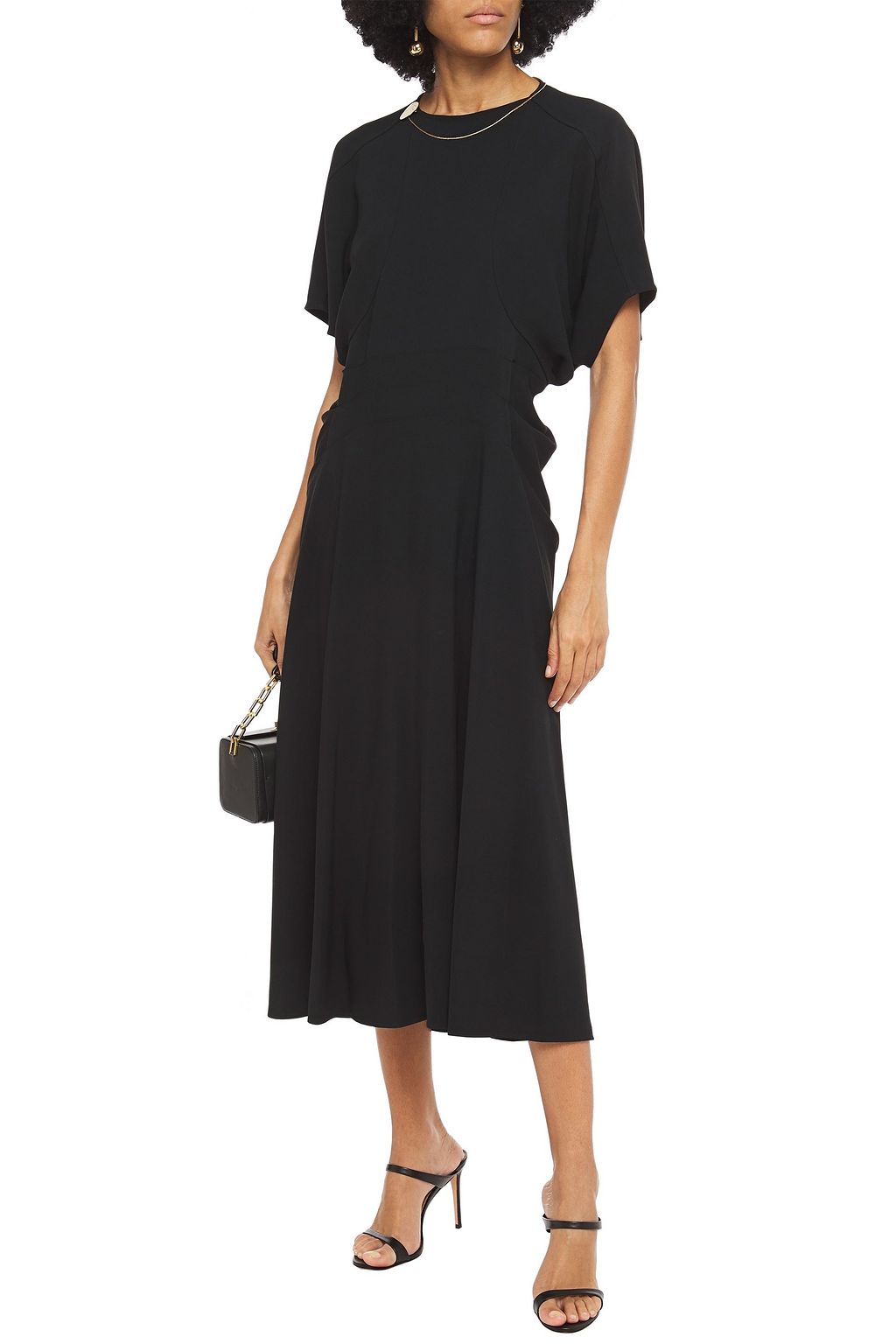VICTORIA BECKHAM Chain-embellished pleated cady midi dress
