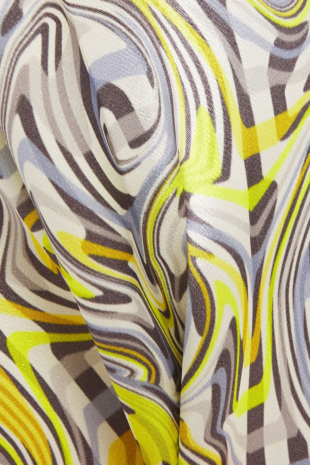 GANNI Gathered printed satin midi dress
