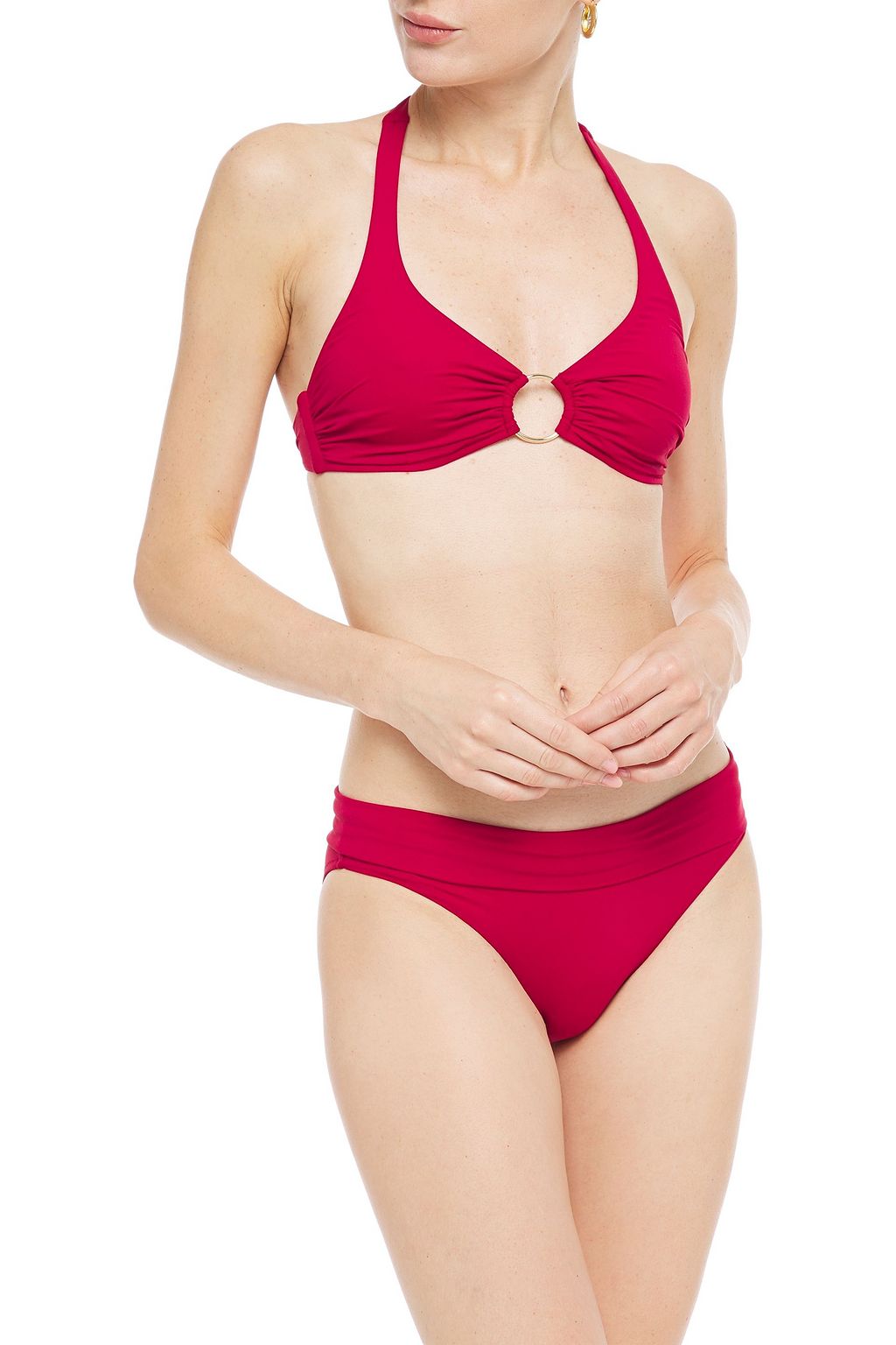 MELISSA ODABASH Brussels ring-embellished halterneck bikini top