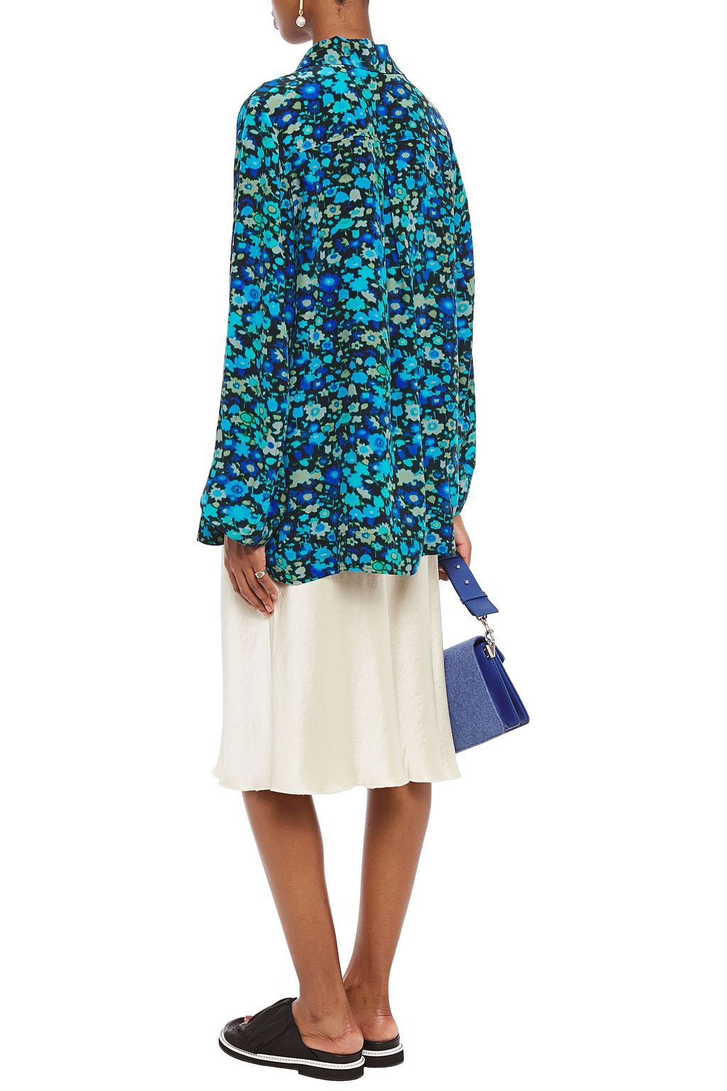 GANNI Printed crepe de chine shirt