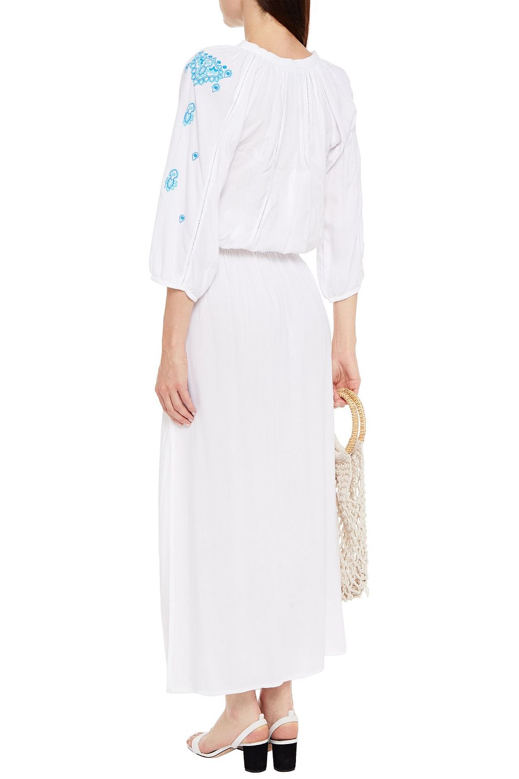 MELISSA ODABASH Sienna lace-up embroidered jersey maxi dress