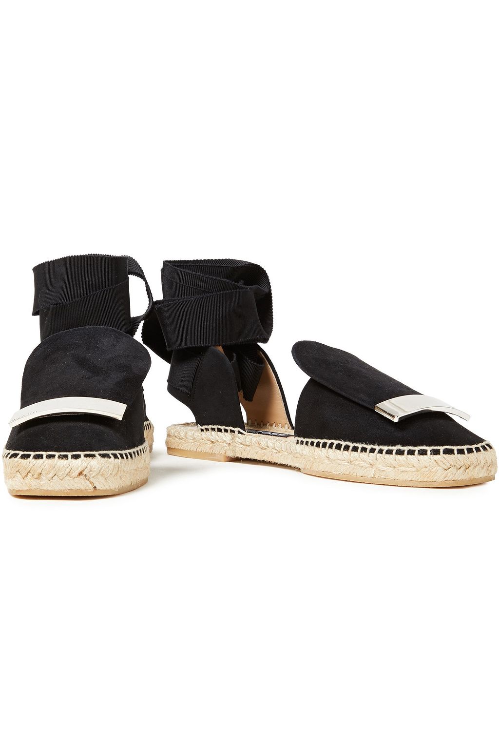 SERGIO ROSSI Embellished suede espadrilles