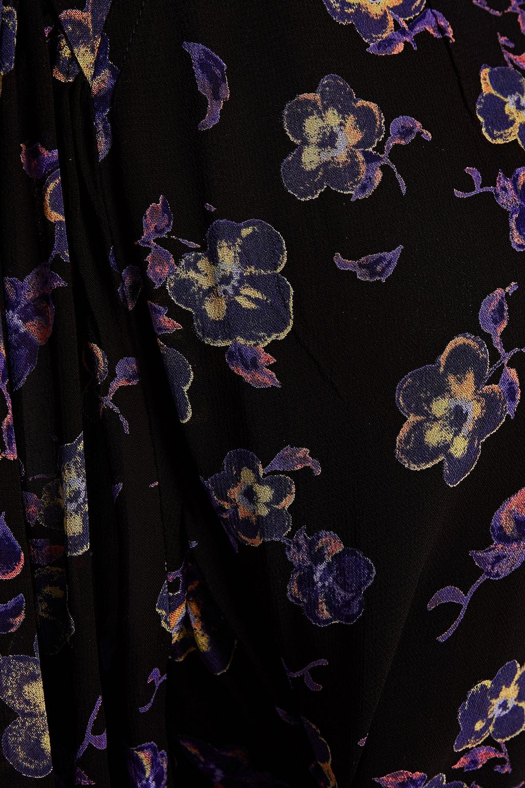 GANNI Gathered printed georgette dress