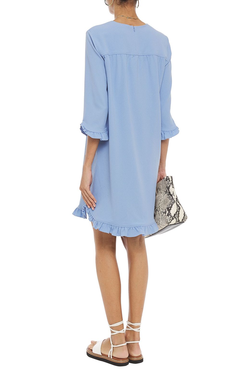 GANNI Ruffle-trimmed crepe dress