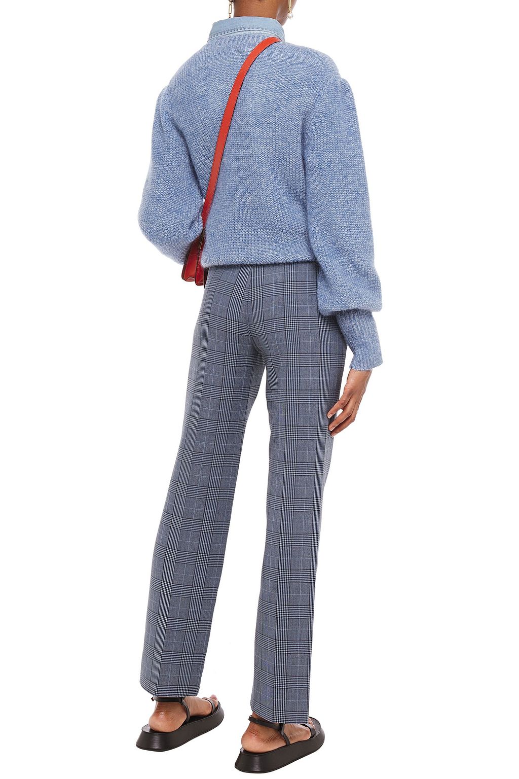GANNI Checked jacquard straight-leg pants