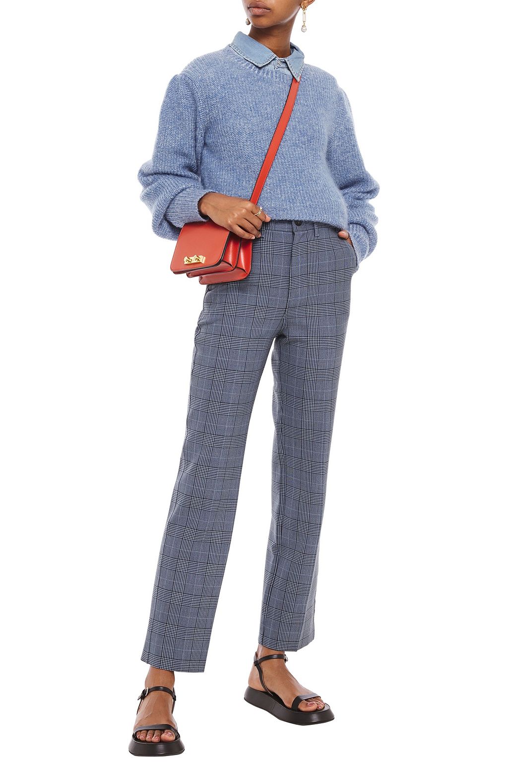 GANNI Checked jacquard straight-leg pants