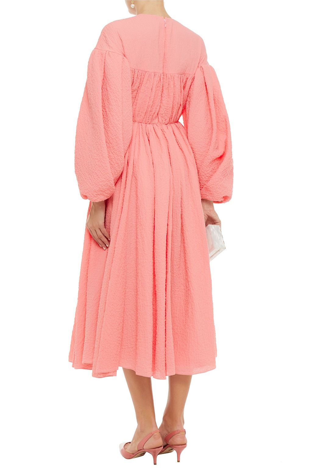 EMILIA WICKSTEAD Raquel pleated cotton-blend cloqué midi dress