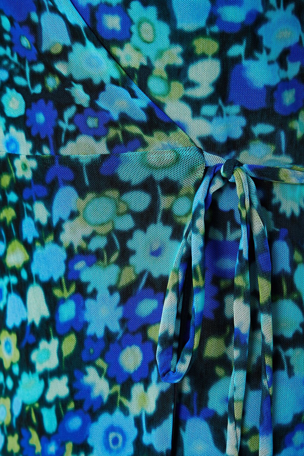 GANNI Floral-print stretch-mesh maxi wrap dress