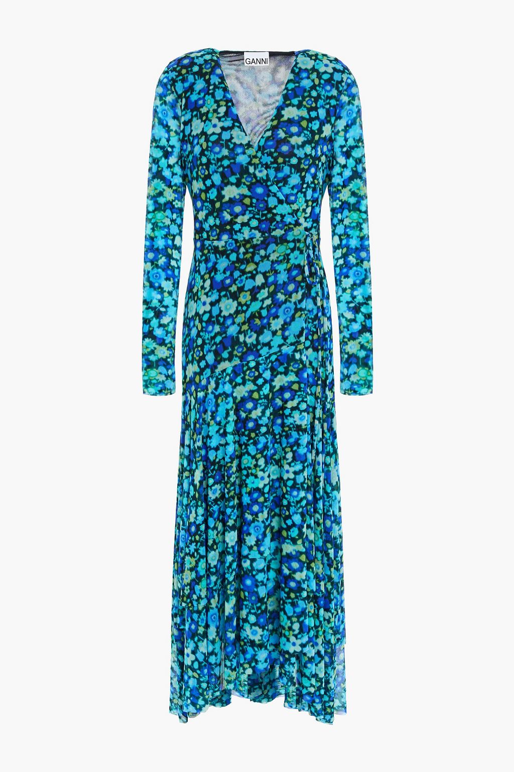 ganni tilden mesh maxi dress