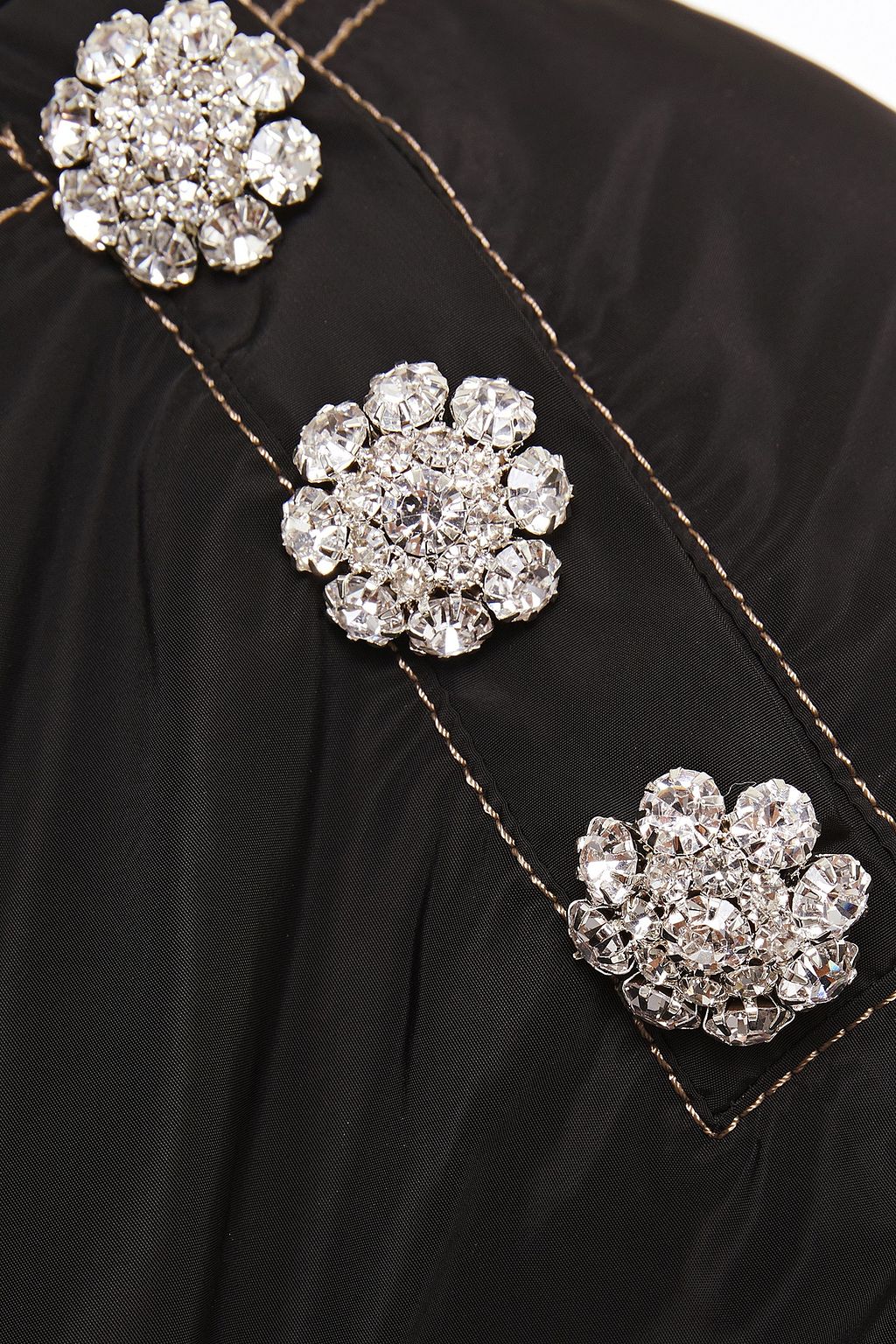 GANNI Crystal-embellished gathered shell midi dress
