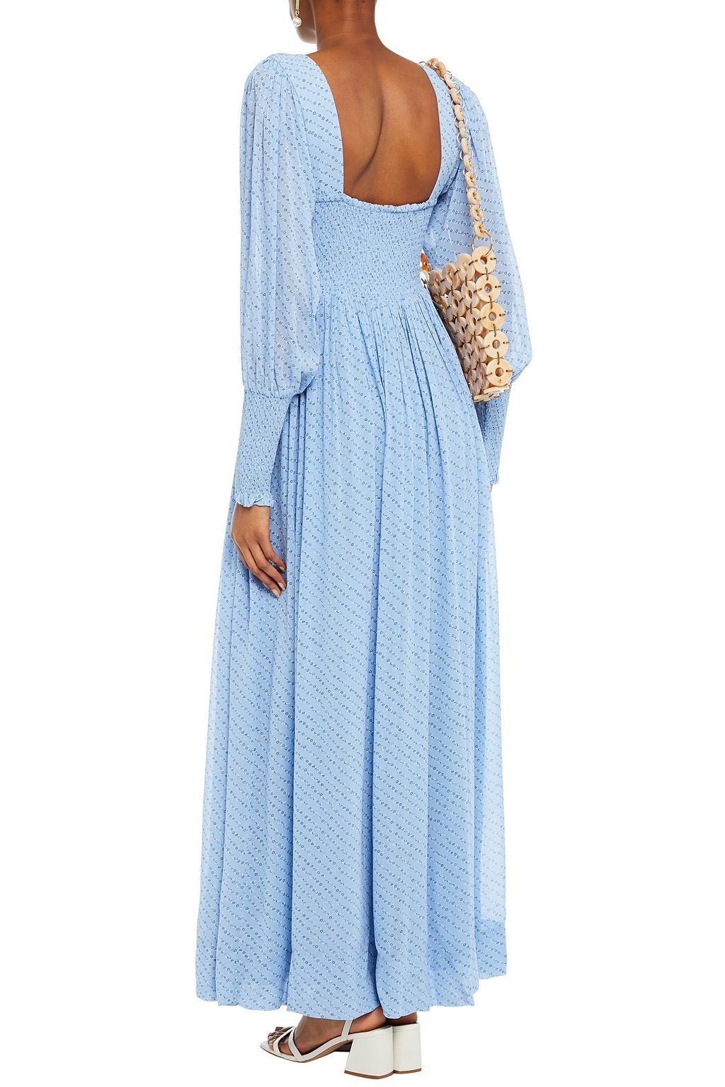 GANNI Shirred floral-print georgette maxi dress