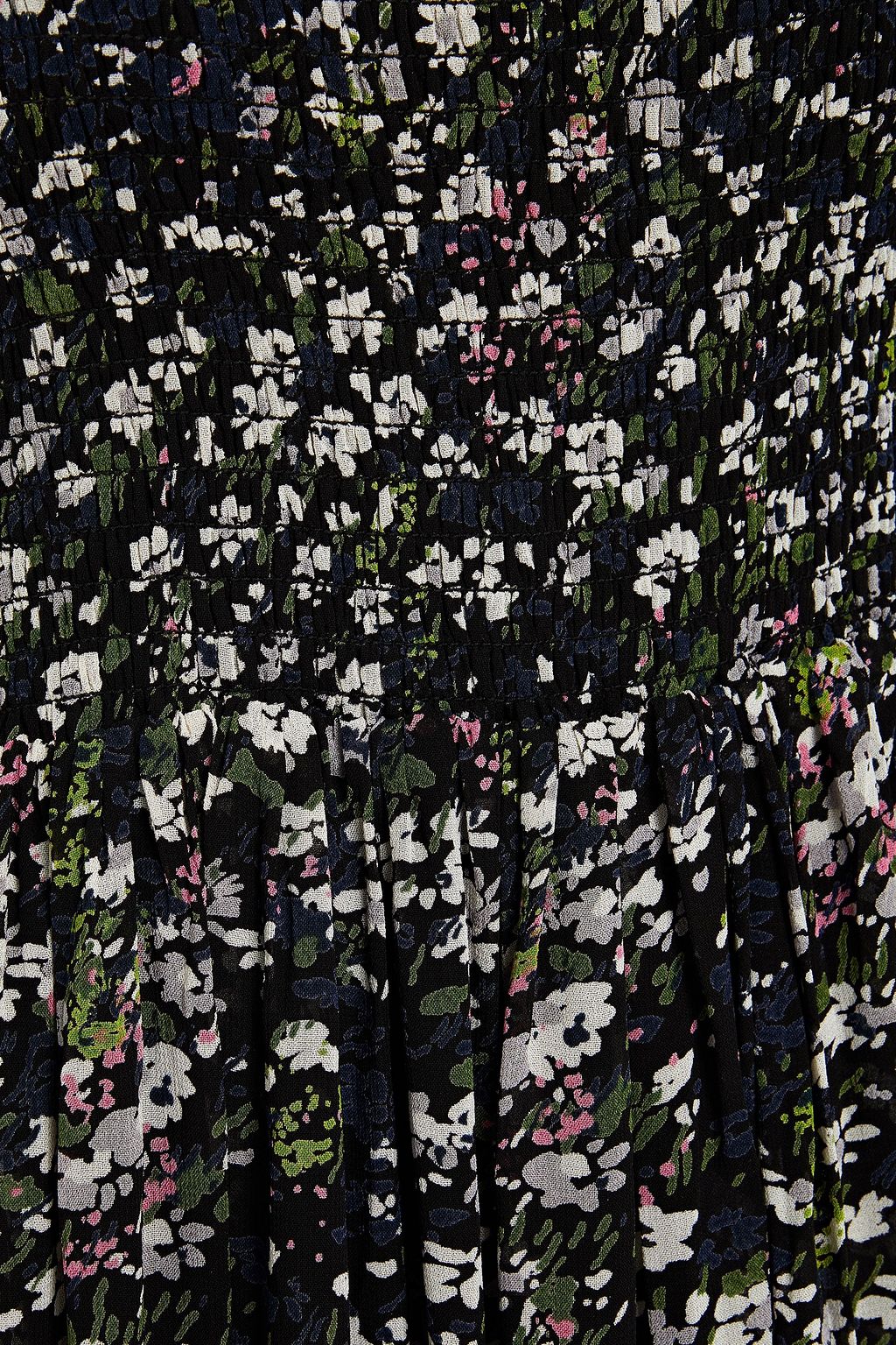 GANNI Shirred floral-print georgette maxi dress