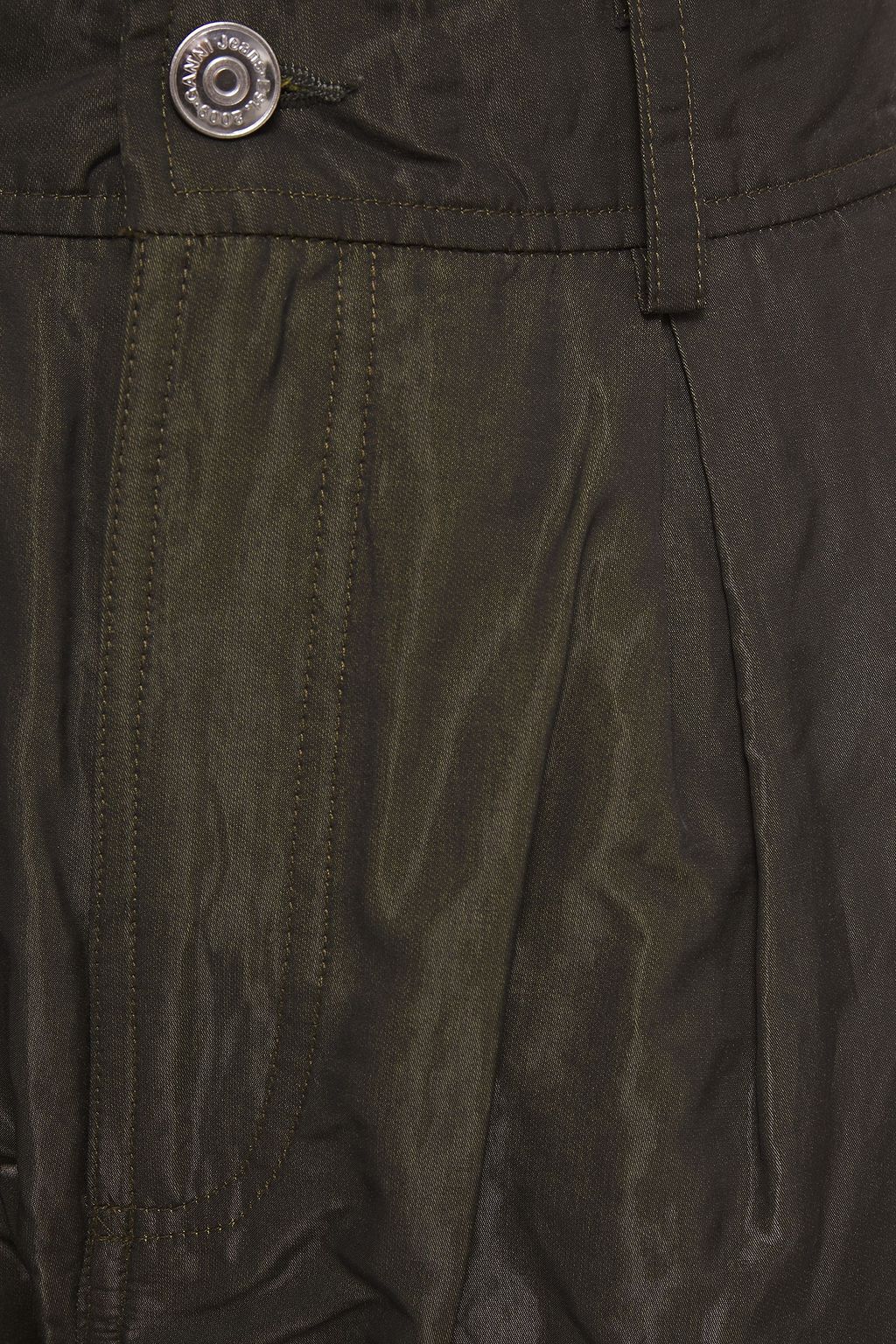 GANNI Pleated coated-cady straight-leg pants